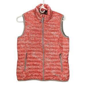 Eddie Bauer Vest Womens Small Down Filled Pink Puffer Jacket Zipper front